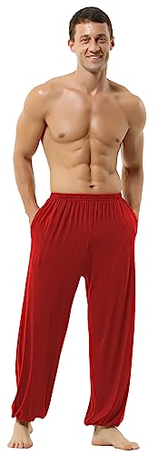 Hoerev Super Soft Modal Spandex Harem Yoga Pilates Schlauch，Rot，S von Hoerev