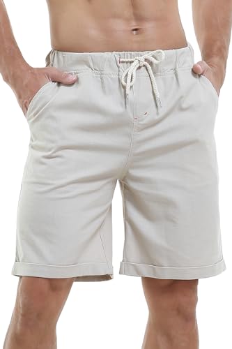 Hoerev Marke Herren Wäsche Casual Light fit Shorts,Beinlänge 12",Beige,L(37"-39") von Hoerev