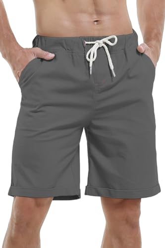 Hoerev Marke Herren Wäsche Casual Light fit Shorts,Beinlänge 12",Dunkelgrauen,S(31"-33") von Hoerev