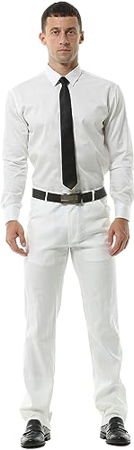 Hoerev Mens Sommer Leinen, Casual Hosen, 42(31Wx31L), Weiß von Hoerev