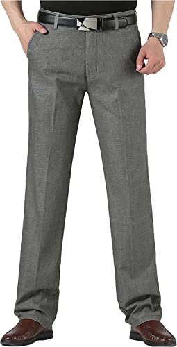 Hoerev Mens Sommer Leinen, Casual Hosen,Dark Grey,35Wx32L von Hoerev