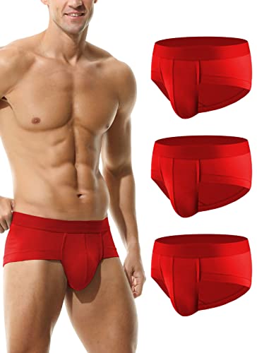 Hoerev Packung mit 3 Herren Super weiche und Bequeme Faserslips Trunks Unterwäsche, 3Rot, XXL von Hoerev