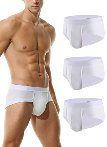 Hoerev Packung mit 3 Herren Super weiche und Bequeme Faserslips Trunks Unterwäsche, 3Weiß, XS von Hoerev