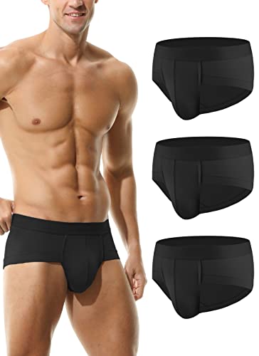 Hoerev Packung mit 3 Herren Super weiche und Bequeme Faserslips Trunks Unterwäsche, 3Schwarz, XXL von Hoerev