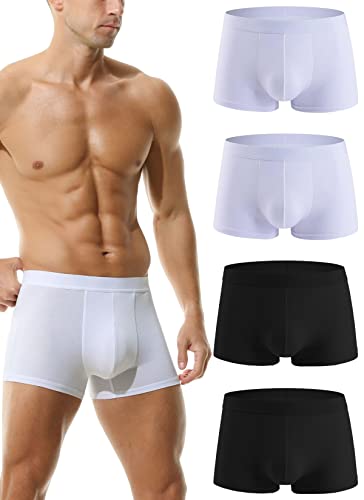 Hoerev Packung mit 4 Herren Super Soft and Comfortable Fiber Trunks Unterwäsche,2Weiß2Schwarz,XS von Hoerev