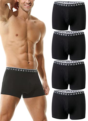 Hoerev Packung mit 4 Herren Super Soft and Comfortable Fiber Trunks Unterwäsche,4Schwarz,3XL von Hoerev