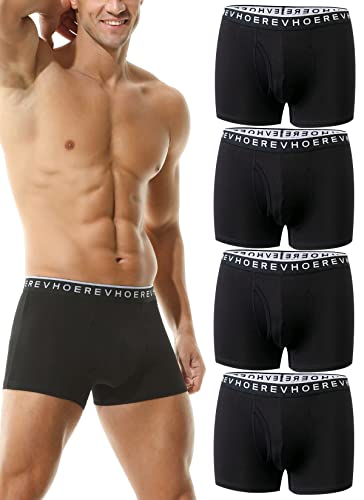 Hoerev Packung mit 4 Herren Super Soft and Comfortable Fiber Trunks Unterwäsche,4Schwarz,M von Hoerev