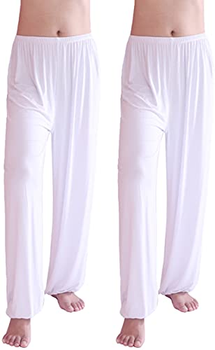 Hoerev Super Soft Modal Spandex Harem Yoga Pilates Schlauch，Weiß+Weiß 2 Paar，3XL von Hoerev