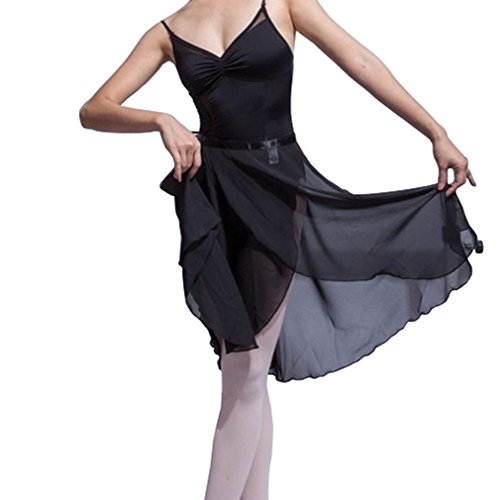 Hoerev Women Girls Sheer Wrap Skirt Ballet Skirt Ballet Dance Dancewear,Schwarz,10-12 Jahre von Hoerev