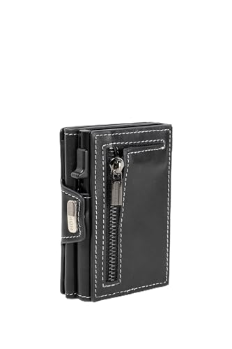 Hörner Luxor Geldbeutel Herren Schwarz - Echtes Leder Hochwertige Geldbörse - Slim Wallet for Men - Portemonnaie - Brieftasche - Karten Portemonnaie von Hörner