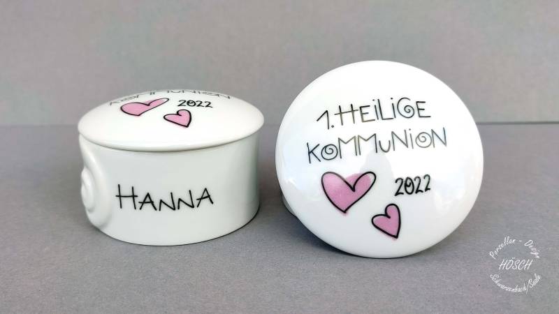 Andenken 2025 Dose 1. Heilige Kommunion Zur Konfirmation Herz Rosa Geldgeschenk Personalisiertes Geschenk Mädchen Andenken 2025 Dose 1. Heilige Kommunion Zur Konfirmation Herz Rosa Geldgeschenk Personalisiertes Geschenk Mädchen von HoeschPorzellan