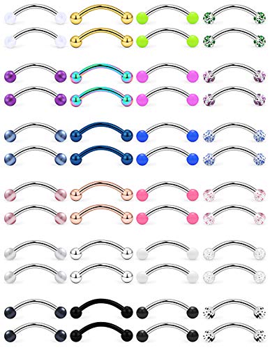 Hoeudjo 48 Stück 16 G Chirurgenstahl Schlangenaugen Zungenring gebogene Barbell Nippelringe Augenbrauenringe Rook Piercing Schmuck Daith Ohrringe für Damen Herren, Edelstahl, Stahl, Edelstahl Hoeudjo 48 Stück 16 G Chirurgenstahl Schlangenaugen Zungenring gebogene Barbell Nippelringe Augenbrauenringe Rook Piercing Schmuck Daith Ohrringe für Damen Herren, Edelstahl, Stahl, Edelstahl von Hoeudjo