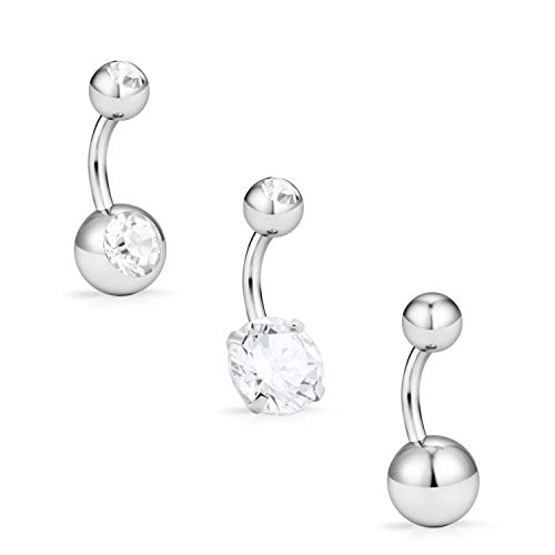 Hoeudjo Bauchnabelpiercing aus Chirurgenstahl, 14 g, hypoallergen, 6 mm/8 mm/10 mm, Schmuck für Damen, Metall Strass, Zirkonia Hoeudjo Bauchnabelpiercing aus Chirurgenstahl, 14 g, hypoallergen, 6 mm/8 mm/10 mm, Schmuck für Damen, Metall Strass, Zirkonia von Hoeudjo