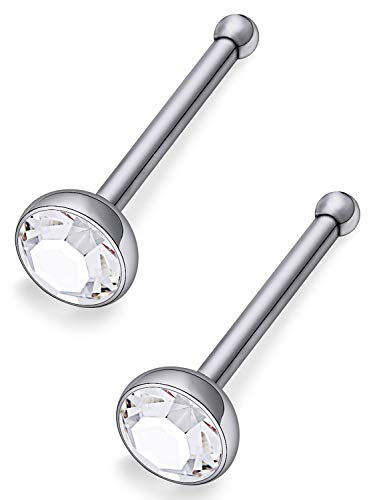 Hoeudjo Nasenring aus massivem Titan der Güteklasse 23, Zirkonia, 2 mm, Mikro-Kugel, L-förmig, Schraube, Knochen, Nasenring für Damen und Herren, Zirkonia, Edelstahl, Titan, Zirkonia Hoeudjo Nasenring aus massivem Titan der Güteklasse 23, Zirkonia, 2 mm, Mikro-Kugel, L-förmig, Schraube, Knochen, Nasenring für Damen und Herren, Zirkonia, Edelstahl, Titan, Zirkonia von Hoeudjo