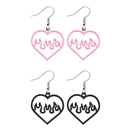 Hofar Liebe Herz Anhänger Ohrringe Flamme Ausschnitt Süße Ohrringe Schwarz Rosa für Frauen Mädchen Zink Kein Edelstein Hofar Liebe Herz Anhänger Ohrringe Flamme Ausschnitt Süße Ohrringe Schwarz Rosa für Frauen Mädchen Zink Kein Edelstein von Hofar