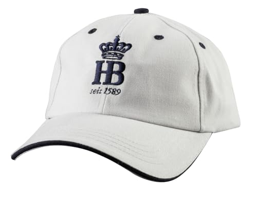 Hofbräuhaus München Cap Pur Original Flexfit | Baseball Cap für Herren und Damen | Baseball-, Trucker- Kappe | Geschenkidee für Männer und Frauen (Einheitsgröße, Weiß-Grau) von Hofbräuhaus München