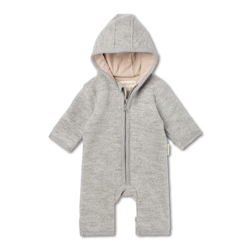 Hofbrucker® PREMIUM WOLL WALKOVERALLl | AUS 100% Merino Schurwolle mit Reißverschluss | Weicher Strapazierfähiger Walk-Anzug für Kleinkind & Baby | Für Herbst Winter & Frühling (Grau Melange, 50-56) von Hofbrucker