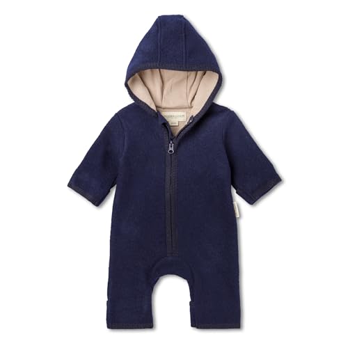 Hofbrucker® PREMIUM WOLL WALKOVERALLl | AUS 100% Merino Schurwolle mit Reißverschluss | Weicher Strapazierfähiger Walk-Anzug für Kleinkind & Baby | Für Herbst Winter & Frühling (Marine, 74-80) von Hofbrucker