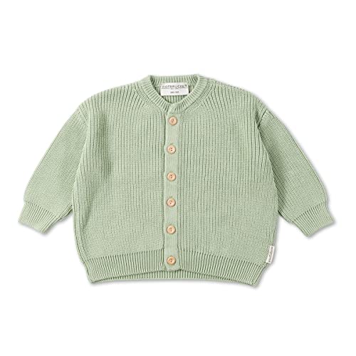 Hofbrucker Oversize Baby Strickjacke aus 100% Bio Baumwolle, mitwachsender Cardigan für Mädchen und Jungen mit edlen Holzknöpfen, Mintgrün, 74/80 von Hofbrucker