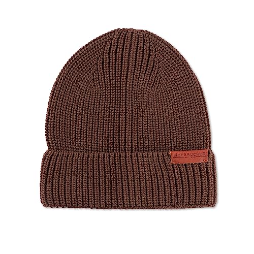 Hofbrucker Stylische Beanie Mütze aus Bio Baumwolle für Babys Grobstrick Mütze Jungen und Mädchen in Größe 46/48 in Schokobraun von Hofbrucker