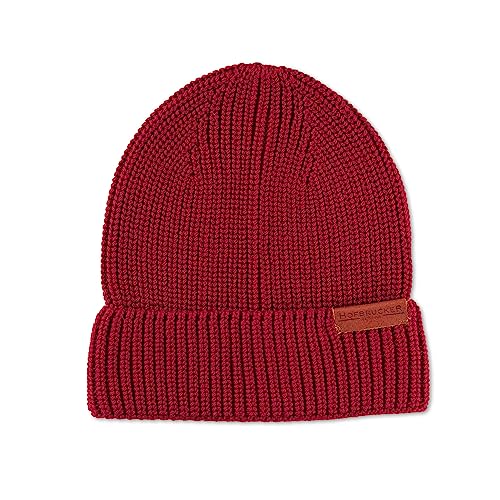 Hofbrucker Stylische Beanie Mütze aus Bio Baumwolle für Kleinkinder Grobstrick Mütze Jungen und Mädchen, Größe 50/52 in Cranberry von Hofbrucker