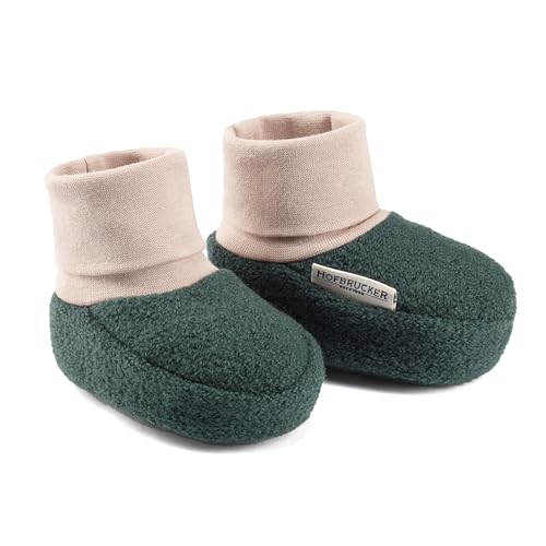 Hofbrucker Wollwalk Baby Schuh aus 100% Merinowolle, Ideal für die Babytrage, Anti-Rutsch Krabbel Babyschuh (Waldgrün, EU Schuhgrößensystem, Baby, Numerisch (von/bis), M, 16, 17) von Hofbrucker