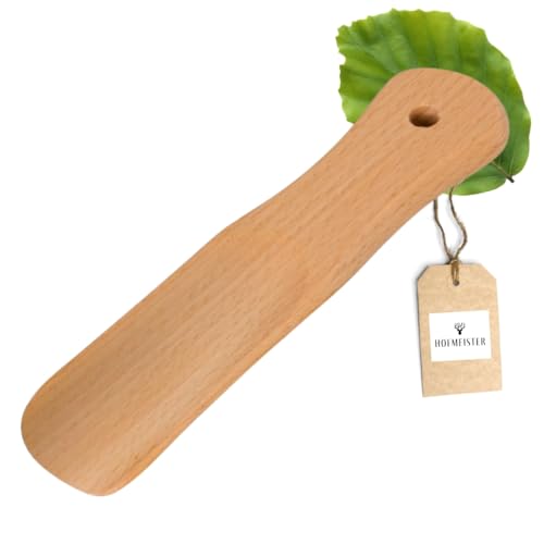 HOFMEISTER® Schuhlöffel aus Holz, Schuhen & Stiefel schnell und schonend An- & Ausziehen, Stabiler Schuhanzieher aus geölter Buche, für Senioren, Schwangere und Kinder geeignet von Hofmeister Holzwaren