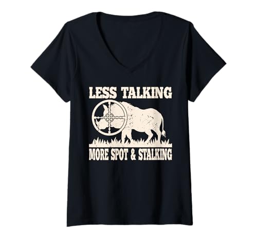 Damen Hog Hunting Hog Hunter Weniger reden mehr sehen T-Shirt mit V-Ausschnitt Damen Hog Hunting Hog Hunter Weniger reden mehr sehen T-Shirt mit V-Ausschnitt von Hog Hunter Boar Hunting Boar Pig Hunter