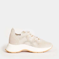 Beige Laser-geschnittene Wildleder-sneaker Für Damen von Hogan
