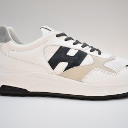 Hogan Herren Flache Schnürschuhe Aus Wildleder Und Leder In Bianco Blu von Hogan