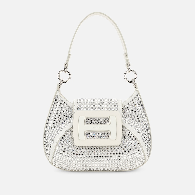 Hogan - Hogan H-Bag Hobo Mini Strass, CREME,WEISS,  - Taschen von Hogan