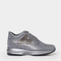 Hogan Interactive Damen-sneaker Aus Grauem Wildleder Mit Strass von Hogan
