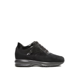 Hogan Interactive Sneaker Aus Schwarzem Wildleder Mit Lackleder Akzenten von Hogan