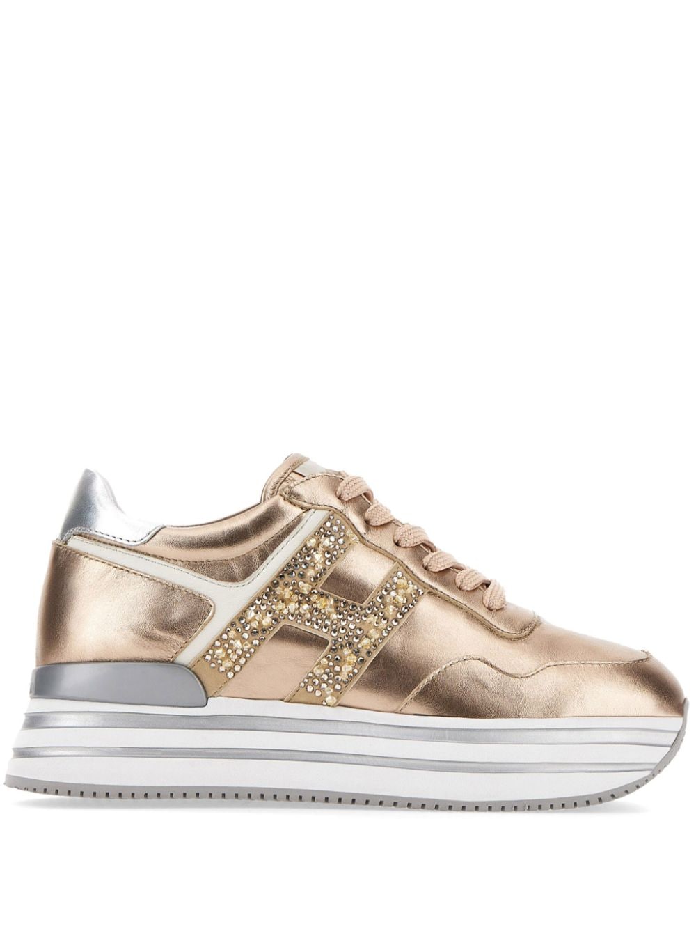 Hogan Midi Metallic-Sneakers mit Plateau - Gold von Hogan