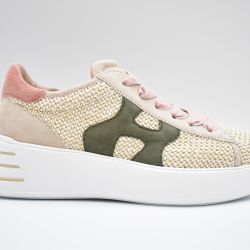 Hogan Rafia Wildleder Und Stoff Damen Flache Schnürschuhe von Hogan