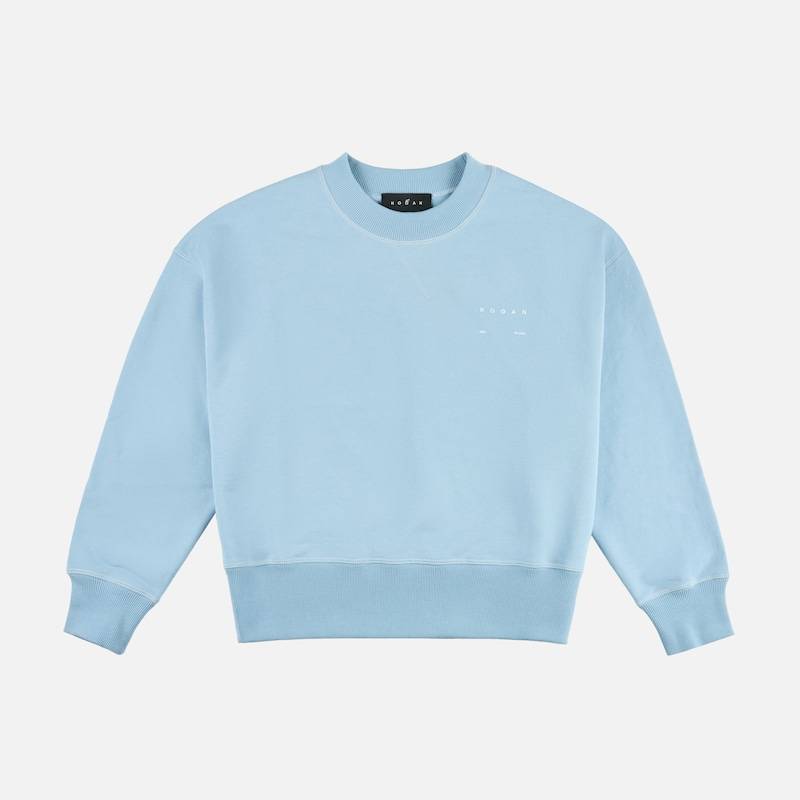 Hogan - Rundhals-Sweatshirt aus Baumwolle, HELLBLAU, M - Polo von Hogan