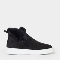 Hogan Schwarze Wildleder Slip-on Sneaker Mit Pelzbesatz von Hogan