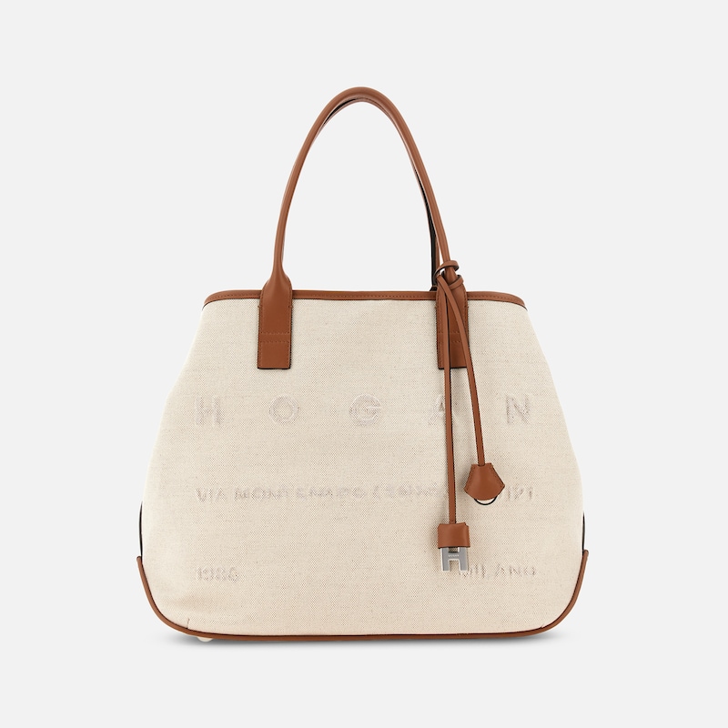 Hogan - Shopper Hogan Script Medium, BRAUN,CREME,  - Taschen von Hogan