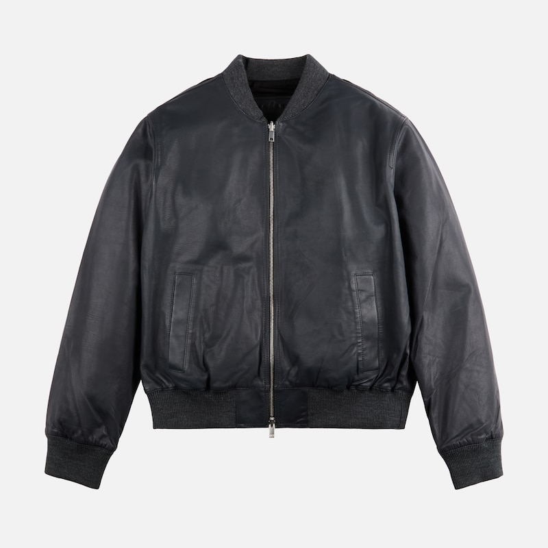 Hogan - Wendbare Bomberjacke aus Leder, GRAU, L - Jacken von Hogan