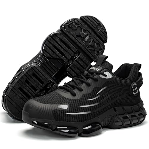Stahlkappenschuhe für Männer und Frauen, pannensicher, rutschfest, leicht, Sicherheitsschuhe, bequem, atmungsaktiv, mit industrieller Stahlkappe, Schwarz , 42.5 EU Stahlkappenschuhe für Männer und Frauen, pannensicher, rutschfest, leicht, Sicherheitsschuhe, bequem, atmungsaktiv, mit industrieller Stahlkappe, Schwarz , 42.5 EU von Hogent