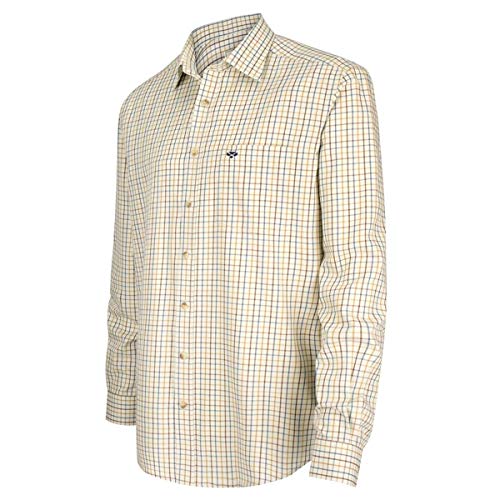 Inverness Cotton Tattersall Shirt - Braun Gold Navy von Hoggs of Fife