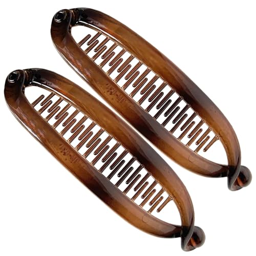 Hogvinnatil Bananenklammern für dünne Haare, Bananenhaarklammern für Frauen,Haarklammern Doppelte Bananen -Pferdeschwanzhalter - 2x starke Hold-Accessoires für Styling-Styling für dicke, dünne, von Hogvinnatil