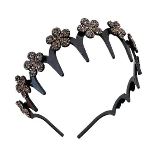 Hogvinnatil Damen Wellenförmiges Haarband,Haaraccessoire mit Strassblume - Glitzerndes Haaraccessoire Mit Rutschfestem Halt Für Dusche Sport Pflege Hogvinnatil Damen Wellenförmiges Haarband,Haaraccessoire mit Strassblume - Glitzerndes Haaraccessoire Mit Rutschfestem Halt Für Dusche Sport Pflege von Hogvinnatil