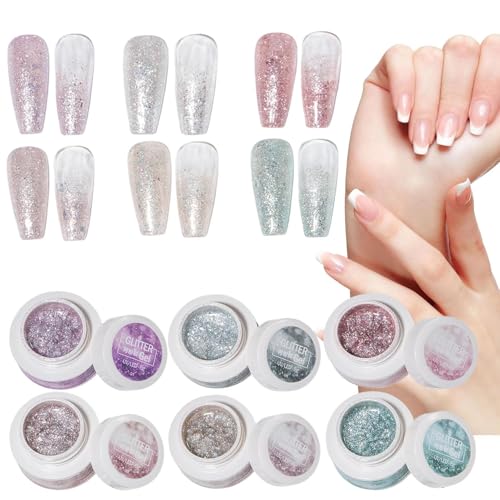 Hogvinnatil Glitzer-Gel-Nagellack - Set Mit Hochglanz-Glitzereffekt - Reflektierende Maniküre Accessoires Für Damen Und Mädchen von Hogvinnatil