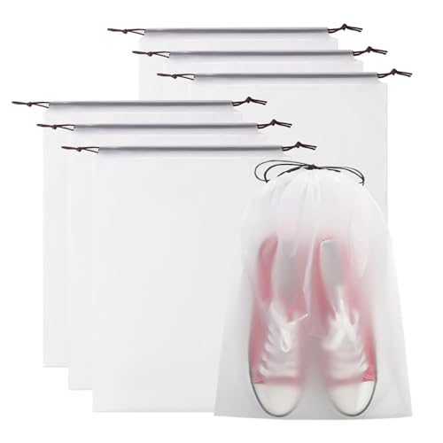 Hogvinnatil Reiseschutztaschen Für Schuhe,Transparente Schuhbeutel Für Reisen - 6 Stück Klare Große Tragbare Aufbewahrungsbeutel Für Frauen Jugendliche Koffer von Hogvinnatil