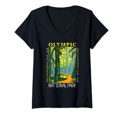 Damen Weinlese im Nationalpark Hoh Rainforest Washington T-Shirt mit V-Ausschnitt Damen Weinlese im Nationalpark Hoh Rainforest Washington T-Shirt mit V-Ausschnitt von Hoh Rainforest National Park USA Gift Merch