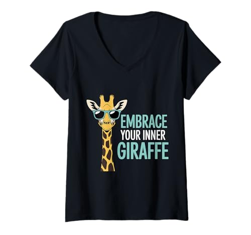 Damen Embrace Your Inner Giraffe Große Tiermotivation - T-Shirt mit V-Ausschnitt Damen Embrace Your Inner Giraffe Große Tiermotivation - T-Shirt mit V-Ausschnitt von Hohe Vibes Spirit Tier -Wortspiele