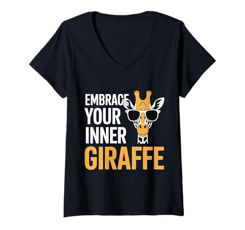 Damen Embrace Your Inner Giraffe Große Tiermotivation - T-Shirt mit V-Ausschnitt Damen Embrace Your Inner Giraffe Große Tiermotivation - T-Shirt mit V-Ausschnitt von Hohe Vibes Spirit Tier -Wortspiele