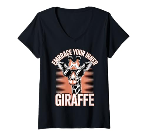 Damen Embrace Your Inner Giraffe Große Tiermotivation |- T-Shirt mit V-Ausschnitt Damen Embrace Your Inner Giraffe Große Tiermotivation |- T-Shirt mit V-Ausschnitt von Hohe Vibes Spirit Tier -Wortspiele