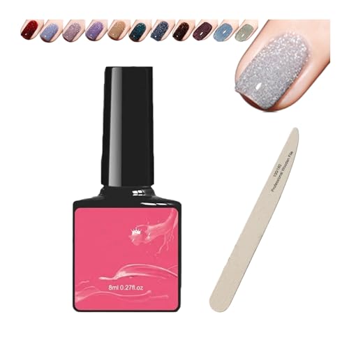 High Density Glitter Nail Gel Polish, Glitter Gel Nail Polish, 12 Colors Reflective Glitter Gel Nail Polish, Glitter Nail Polish Manicure Set, Silver Glitter Nail Polish (01#) von Hohny